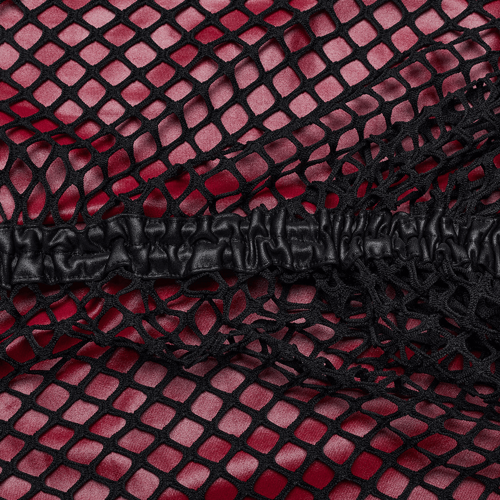 Edgy Goth Asymmetric Dress with Mesh and Shoulder Straps