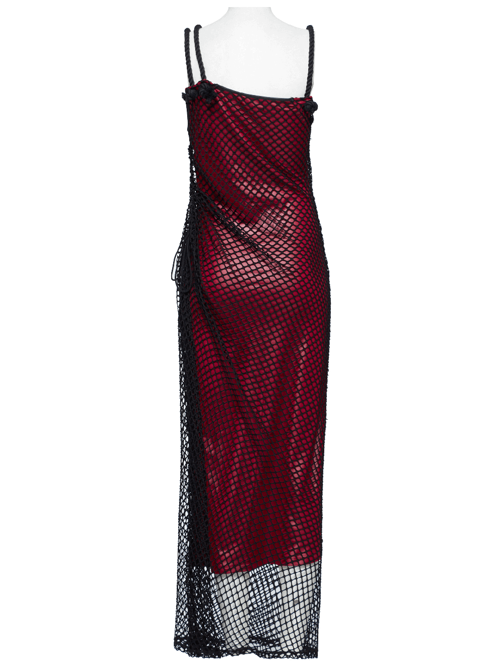Edgy Goth Asymmetric Dress with Mesh and Shoulder Straps