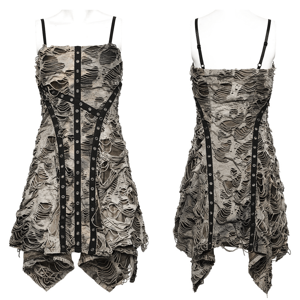 Edgy Tie-Dye Knit Slip Dress With Adjustable Straps