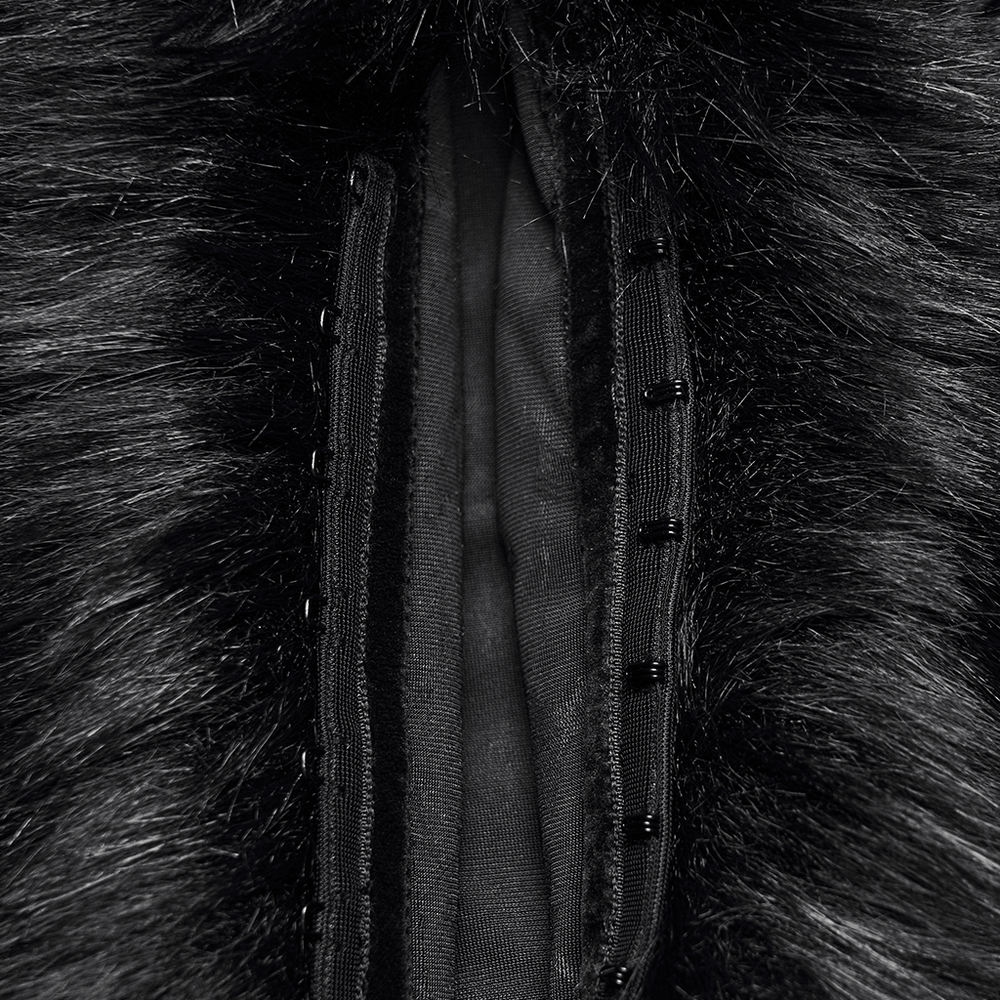 Elegant Black Gothic Bat Velvet Jacket with Faux Fur Trim