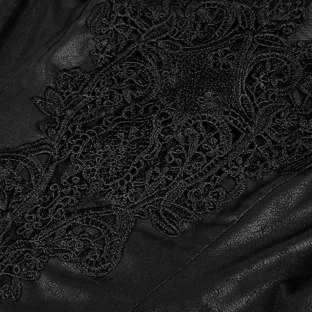 Elegant Black Gothic Mesh Lace High Slit Witch Dress