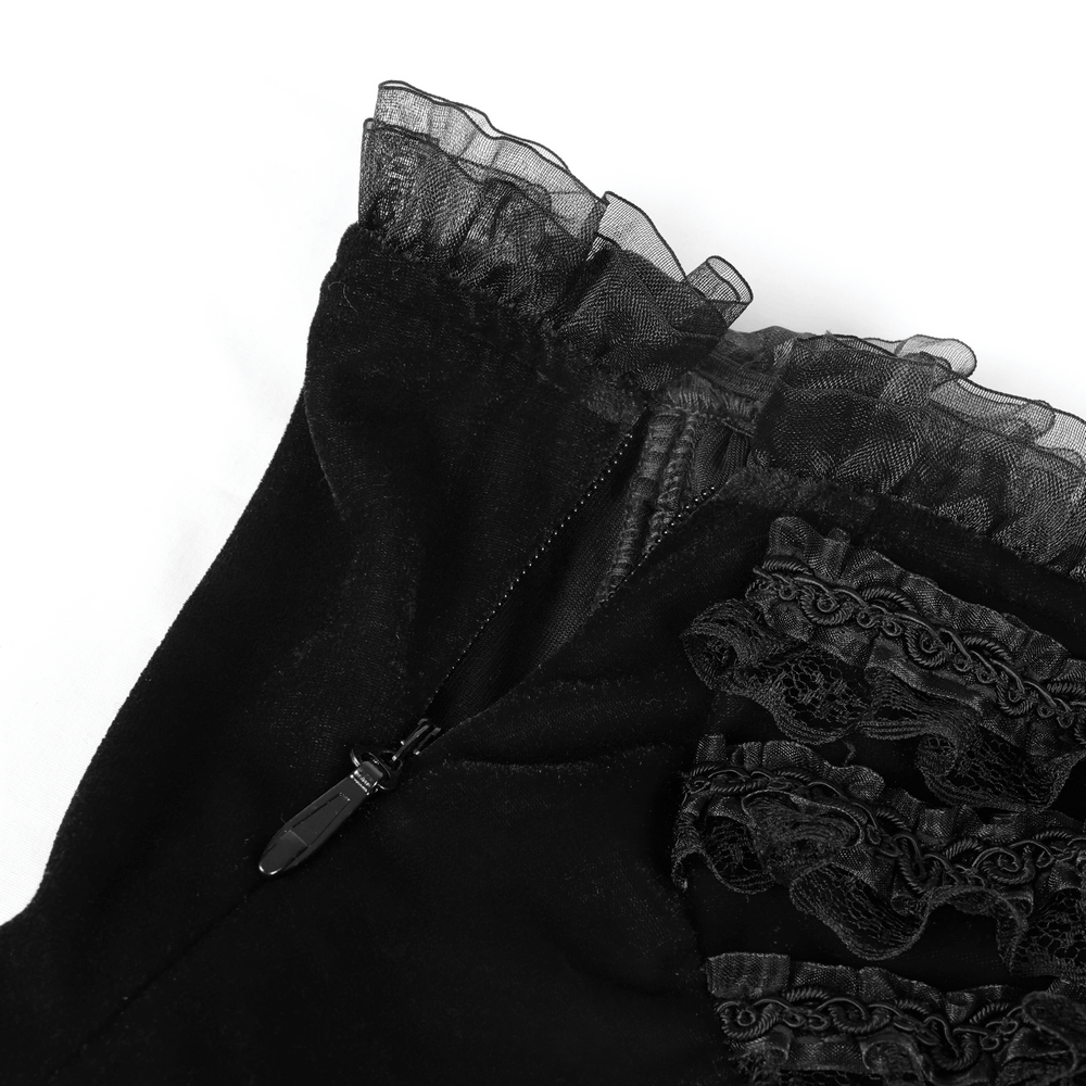Elegant Black Lace Evening Dress with Beads and Chains
