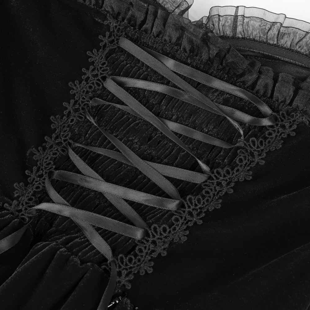Elegant Black Lace Evening Dress with Beads and Chains