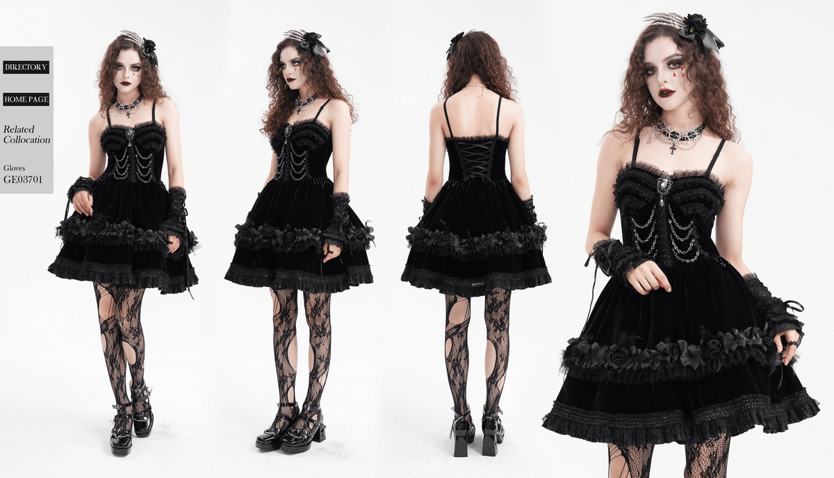 Elegant Black Lace Evening Dress with Beads and Chains