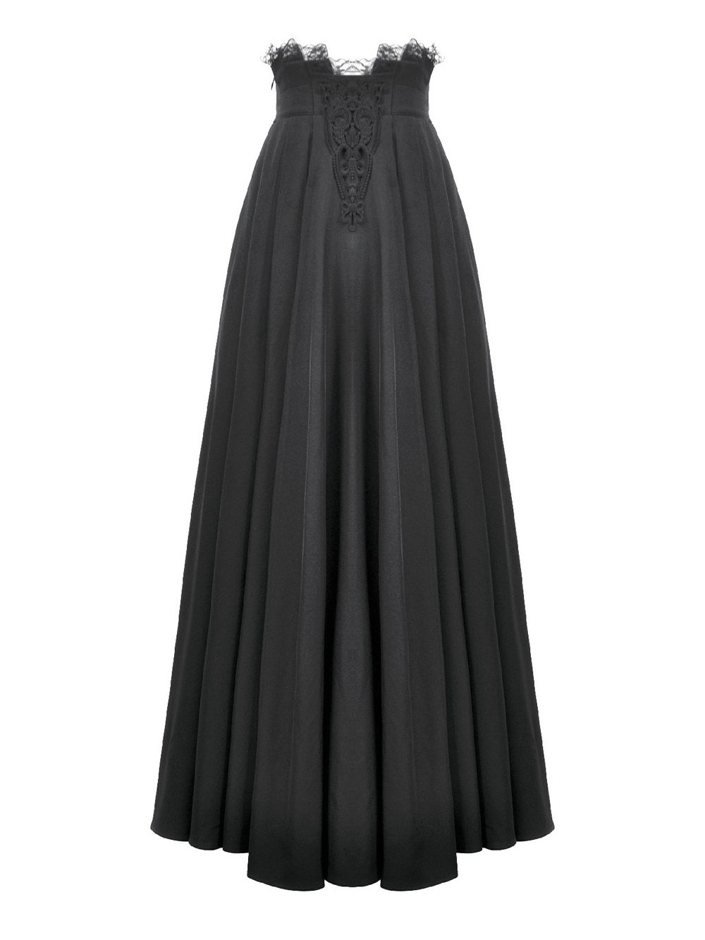 Elegant Black Maxi Skirt with Lace Back and Bow Detail