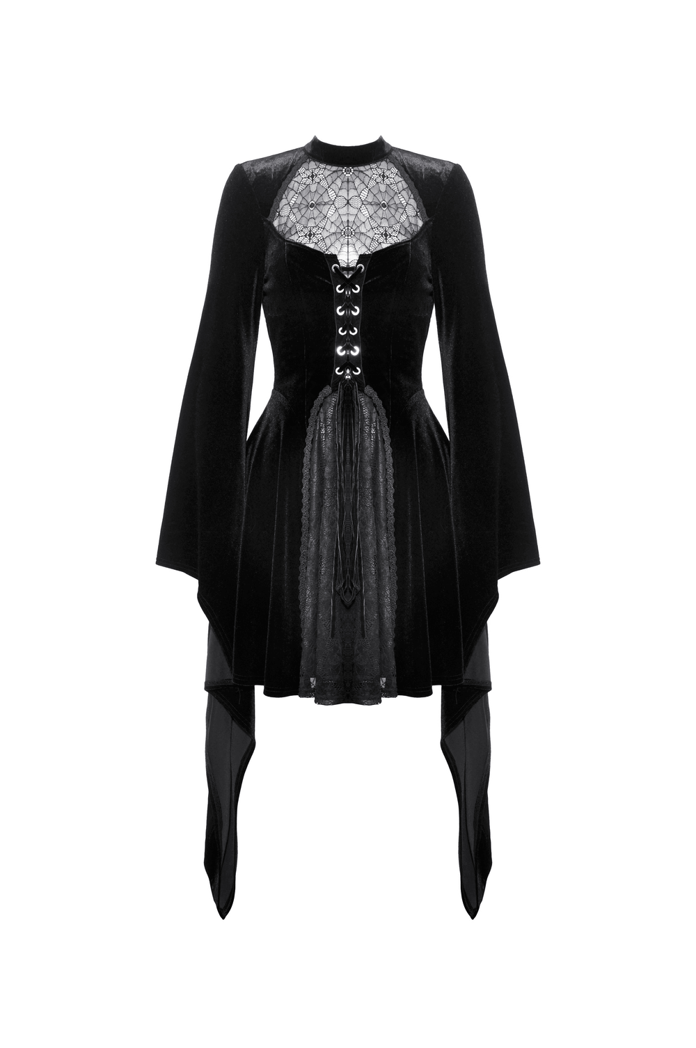 Elegant Black Velvet Lace-Up Gothic Dress for Women