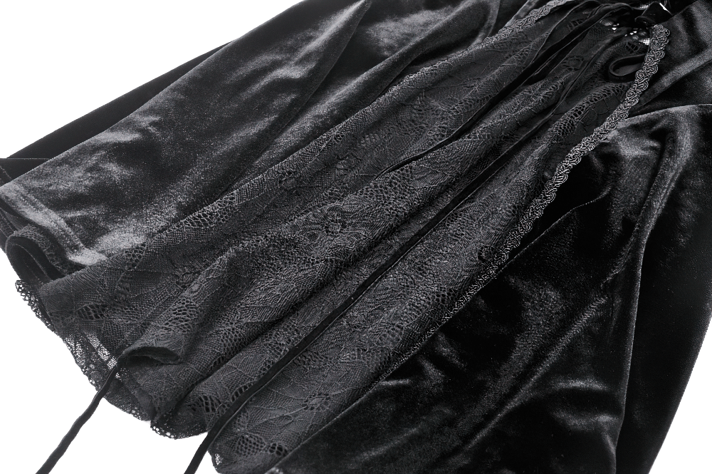 Elegant Black Velvet Lace-Up Gothic Dress for Women