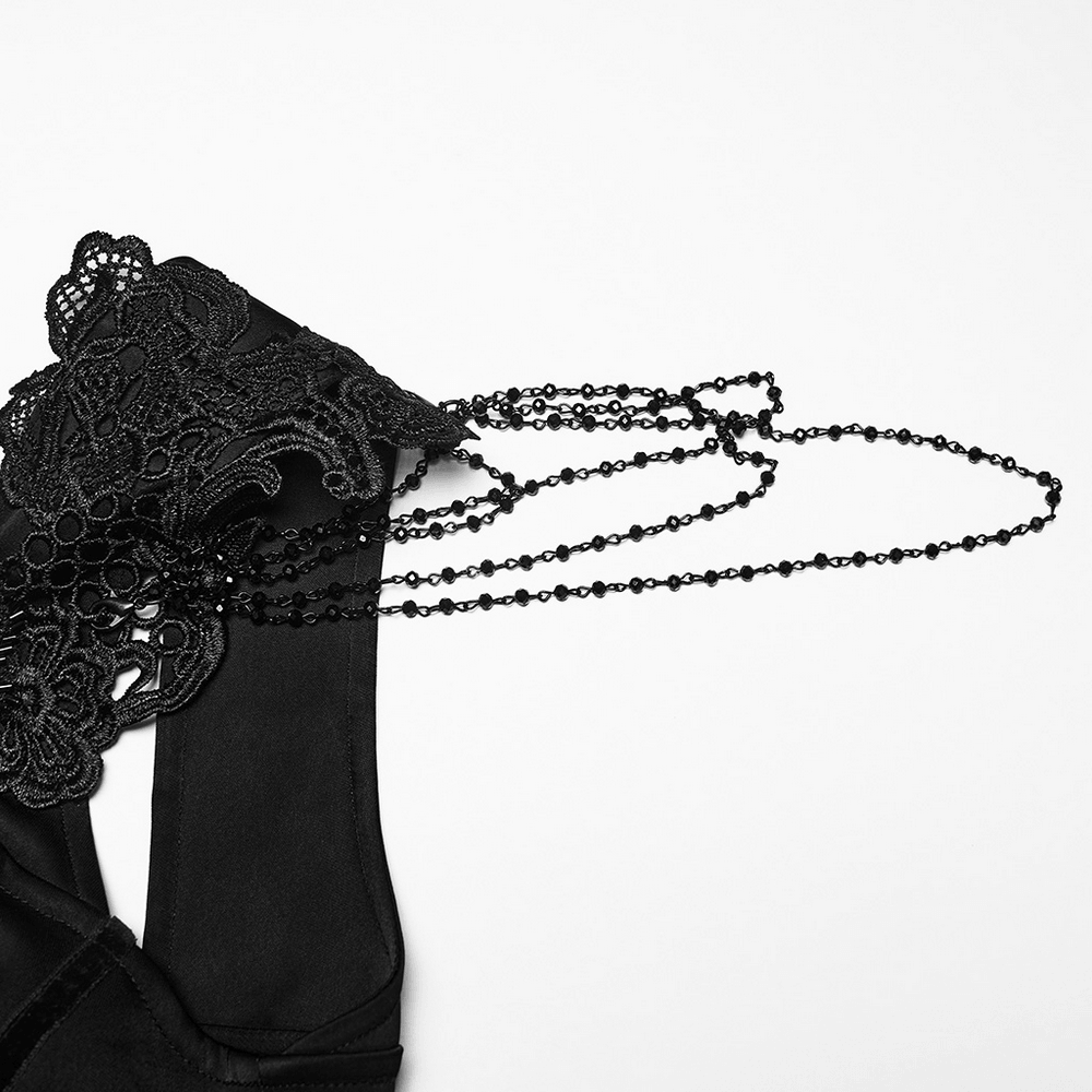 Elegant Black Victorian Gothic Lace Corset Maxi Dress