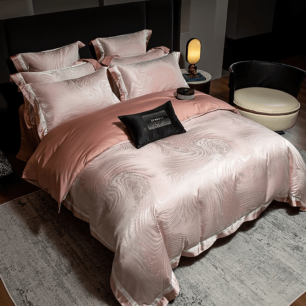 Elegant Egyptian Cotton Bedding Set with Marble Pattern