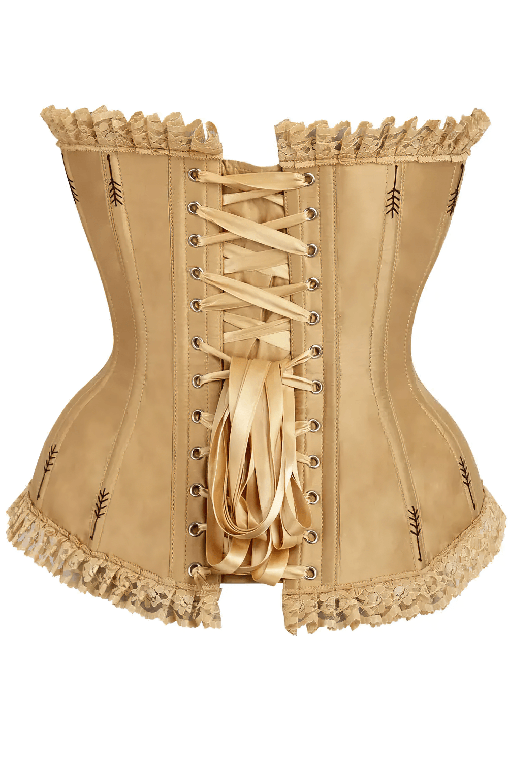 Elegant Golden Gothic Overbust Corset with Wheat Details