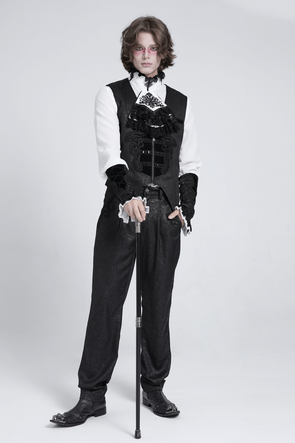 Elegant Gothic Black Velvet Arm Bracelet with Lace Up