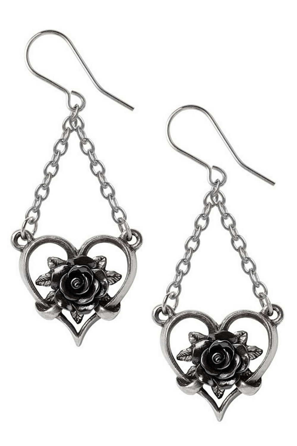 Elegant Gothic Earrings with Black Rose Design