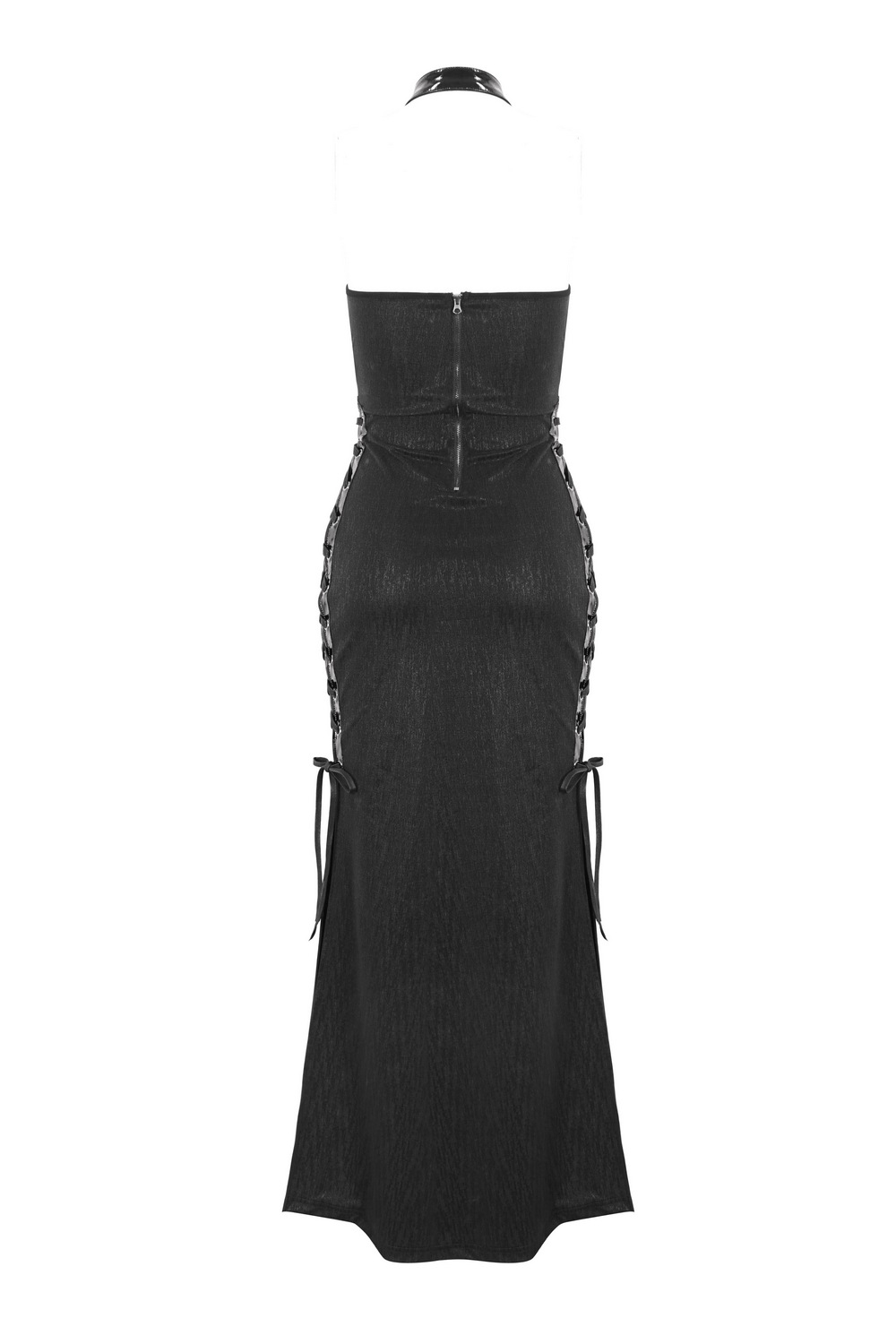 Elegant Gothic Halter Maxi Dress with Sides Slit