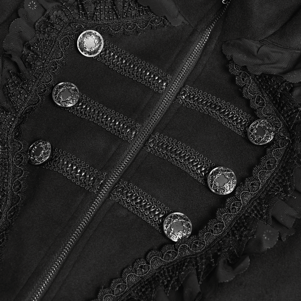 Elegant Gothic Hooded Coat with Flared Silhouette