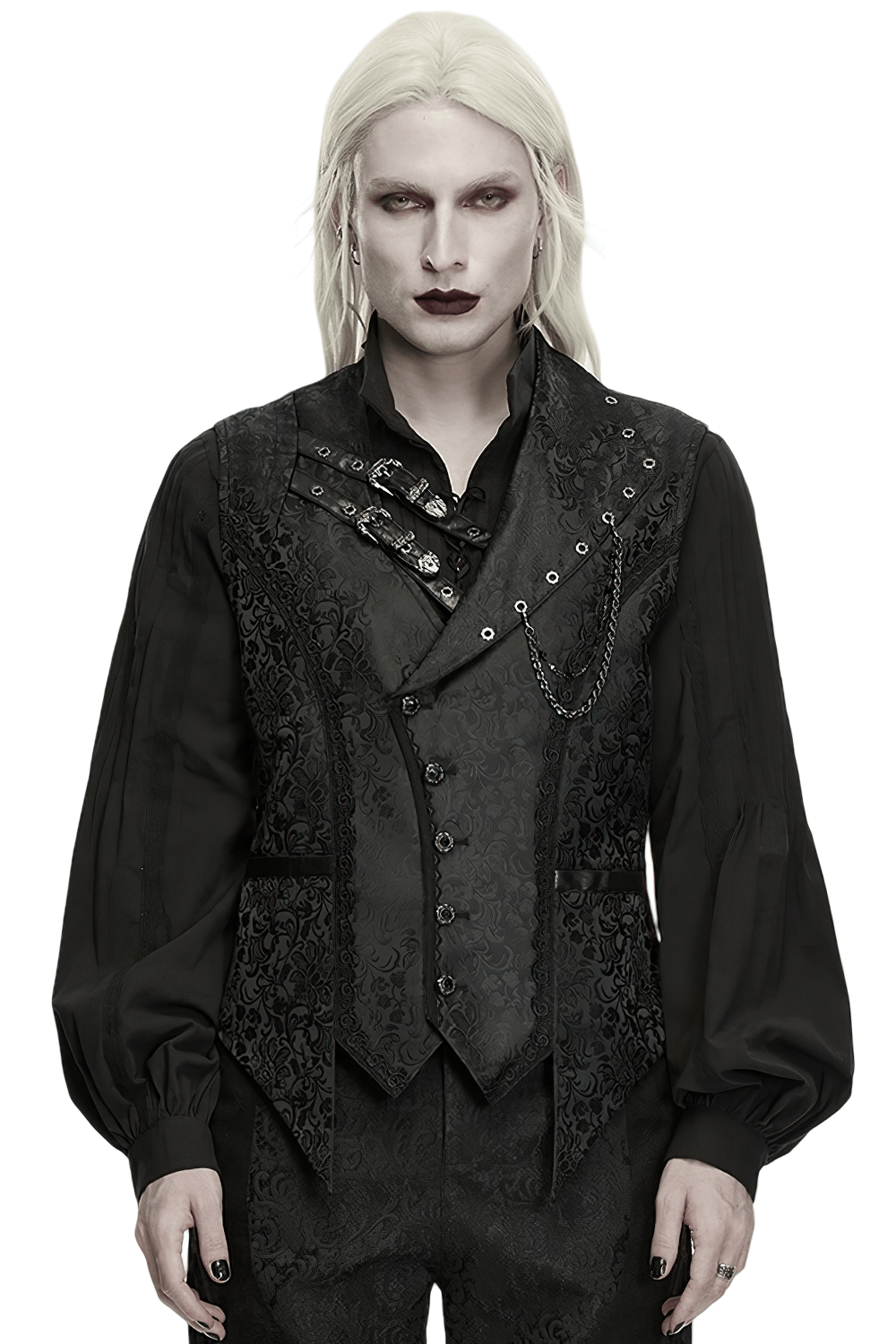 Elegant Gothic Jacquard Waistcoat with Buckle Straps
