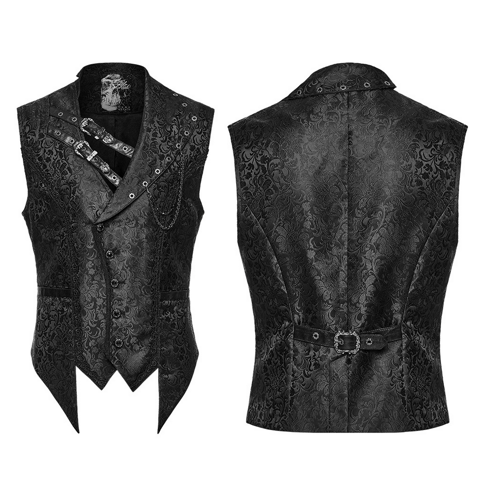 Elegant Gothic Jacquard Waistcoat with Buckle Straps