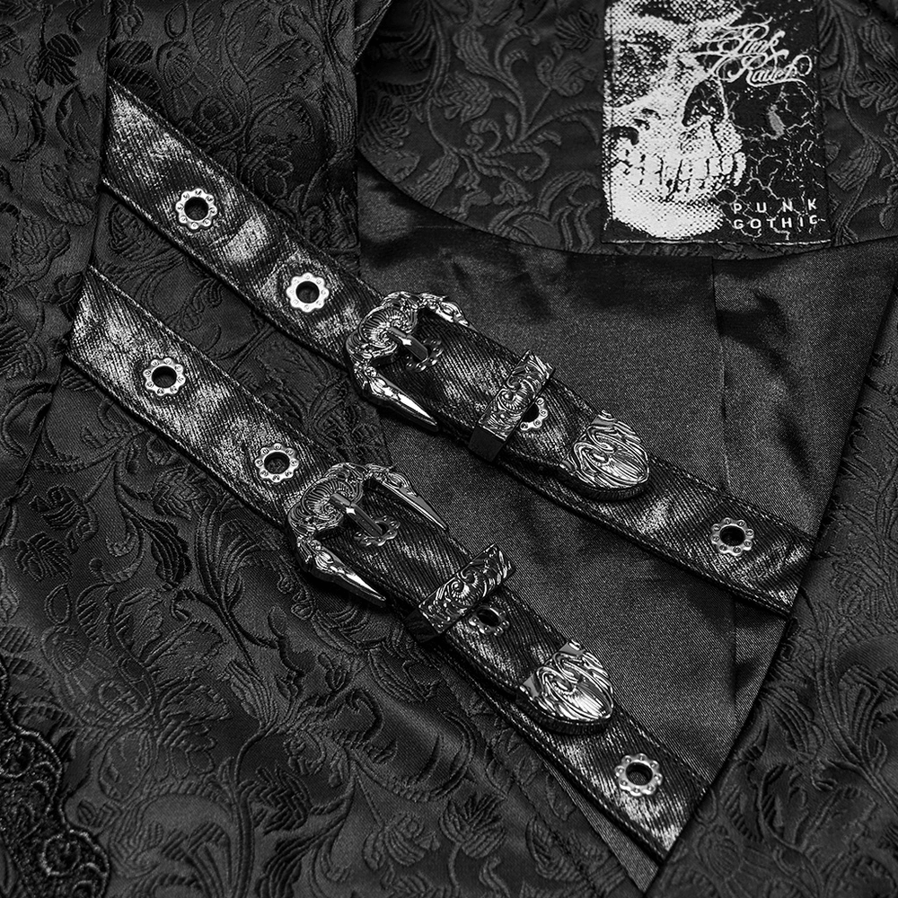 Elegant Gothic Jacquard Waistcoat with Buckle Straps