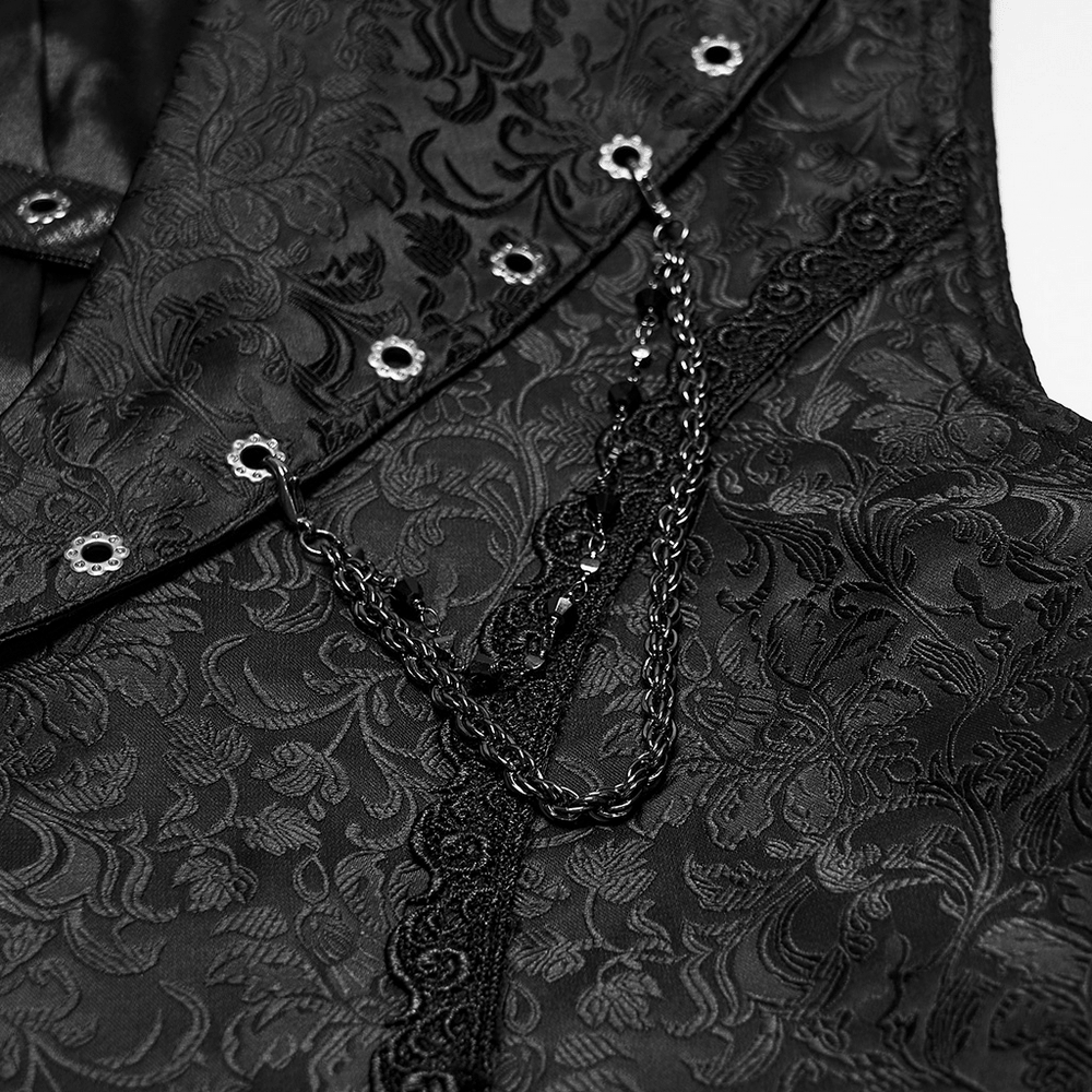 Elegant Gothic Jacquard Waistcoat with Buckle Straps