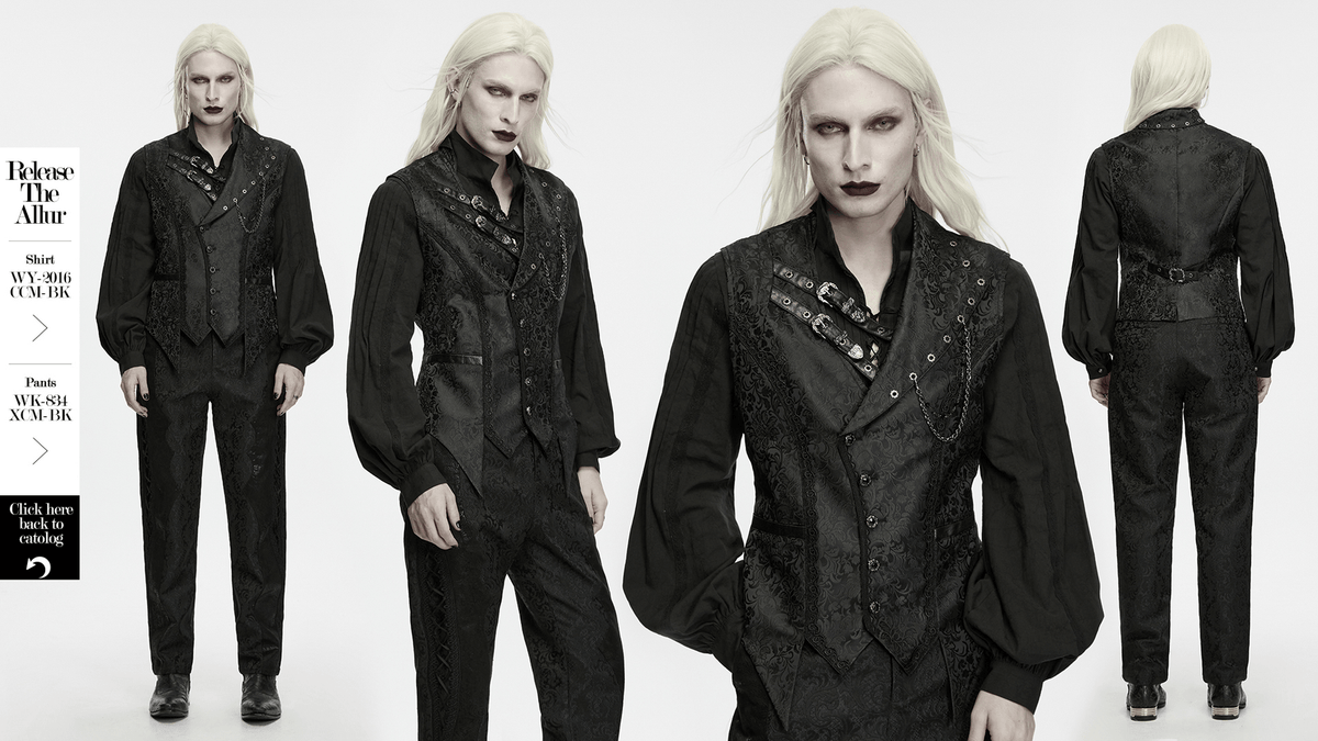 Elegant Gothic Jacquard Waistcoat with Buckle Straps