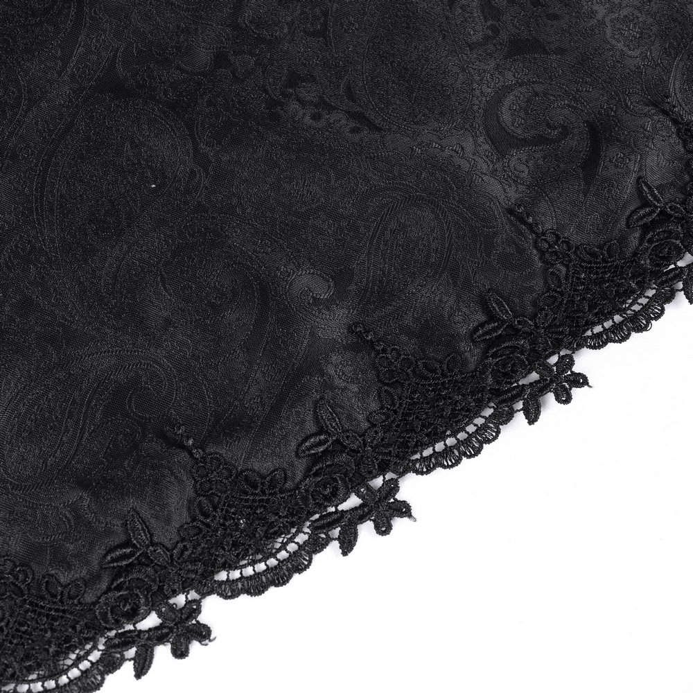 Elegant Gothic Lace Dress with Skulls and Tiered Layers