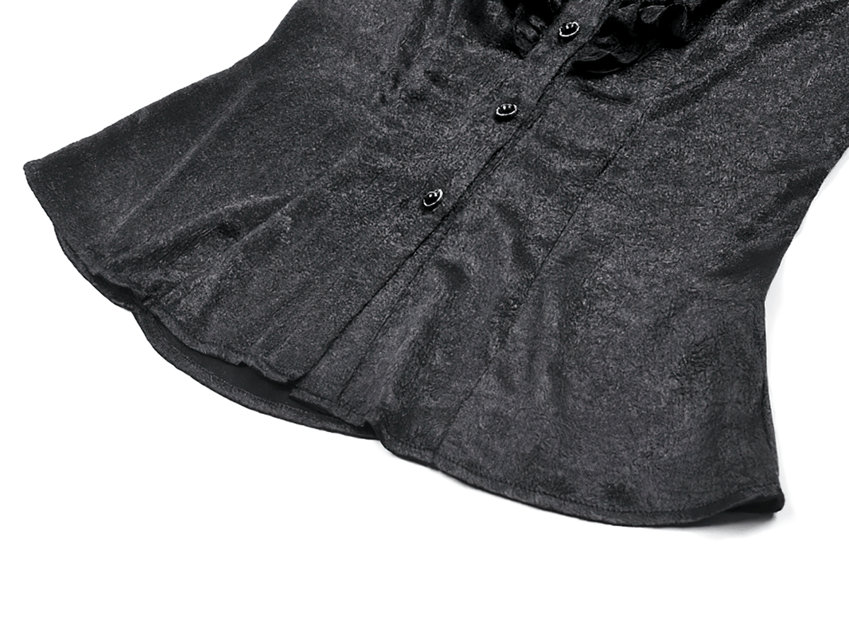 Elegant Gothic Shirt with Ruffles and Dramatic Lace Cuffs