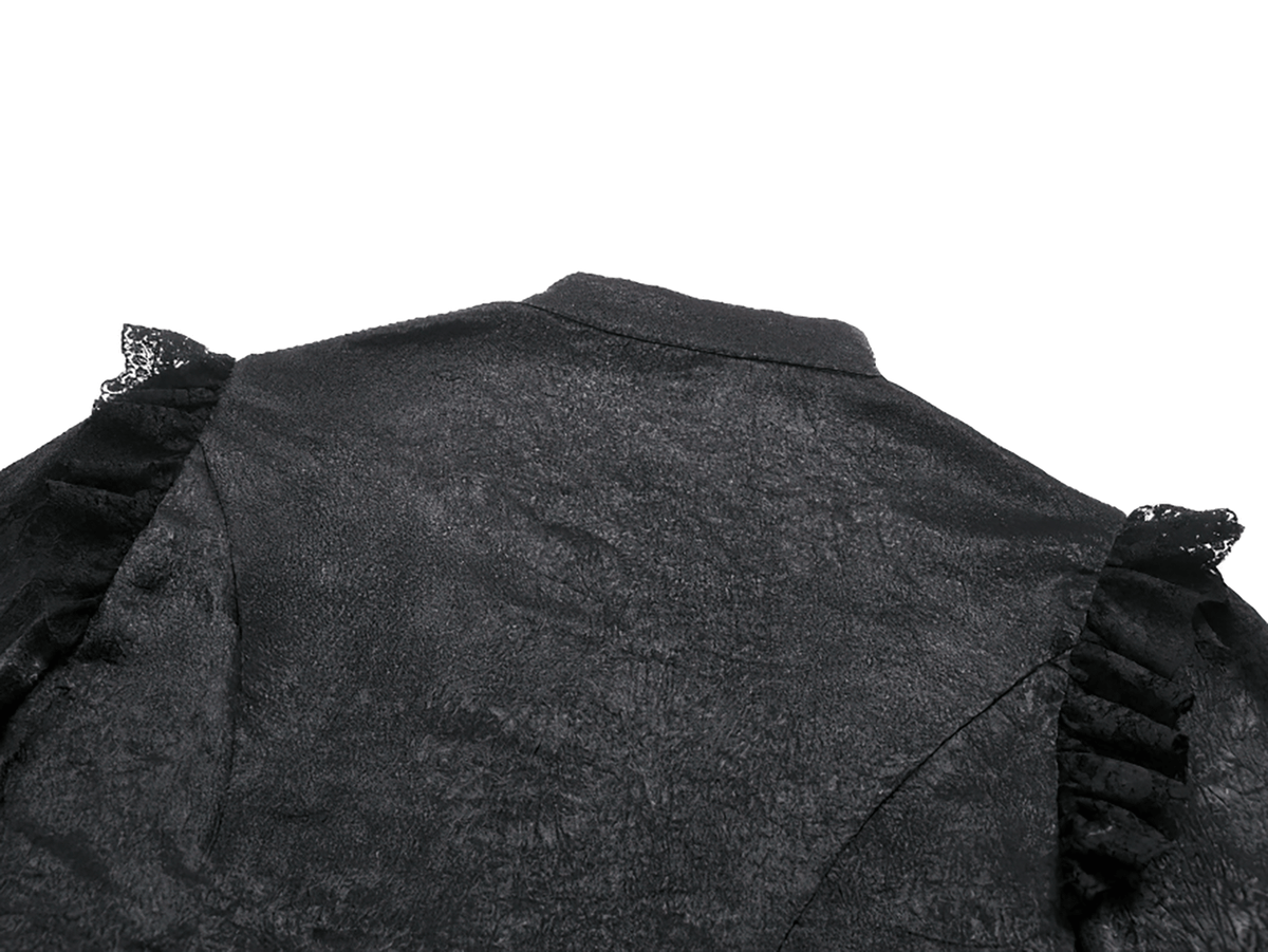 Elegant Gothic Shirt with Ruffles and Dramatic Lace Cuffs