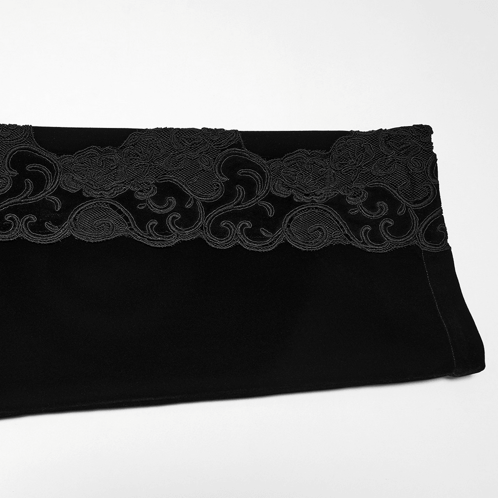Elegant Gothic Velvet Pants with Scroll Embroidery
