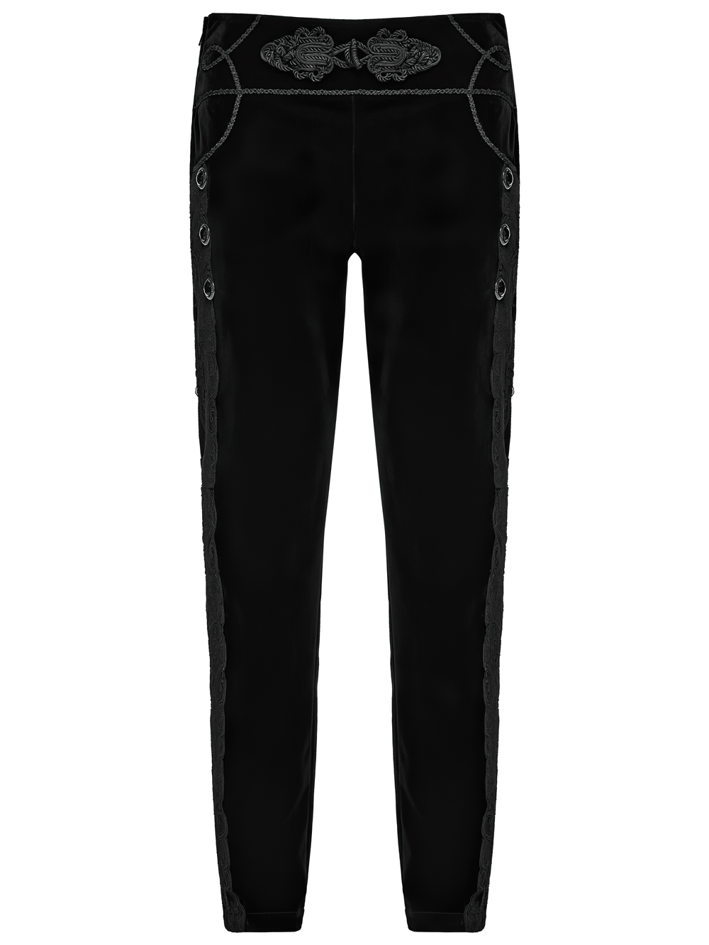 Elegant Gothic Velvet Pants with Scroll Embroidery