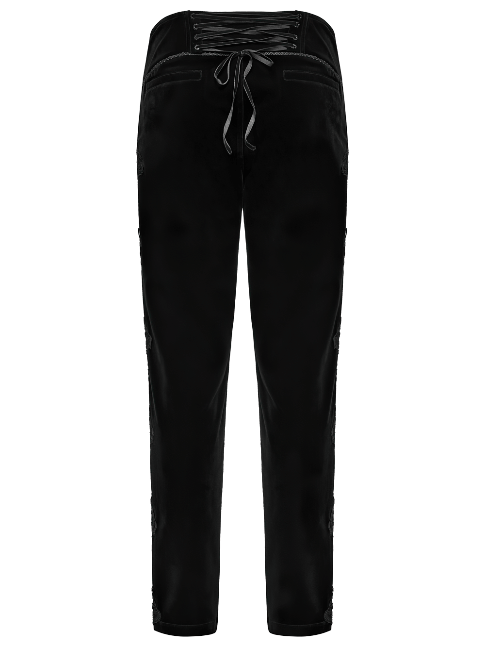 Elegant Gothic Velvet Pants with Scroll Embroidery