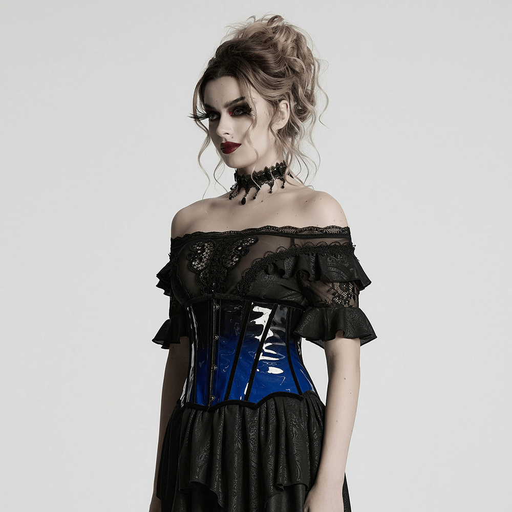 Elegant Gradient Patent Leather Goth Underbust Corset