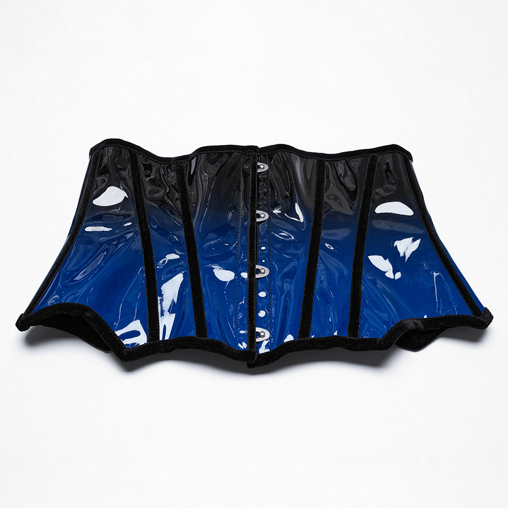 Elegant Gradient Patent Leather Goth Underbust Corset