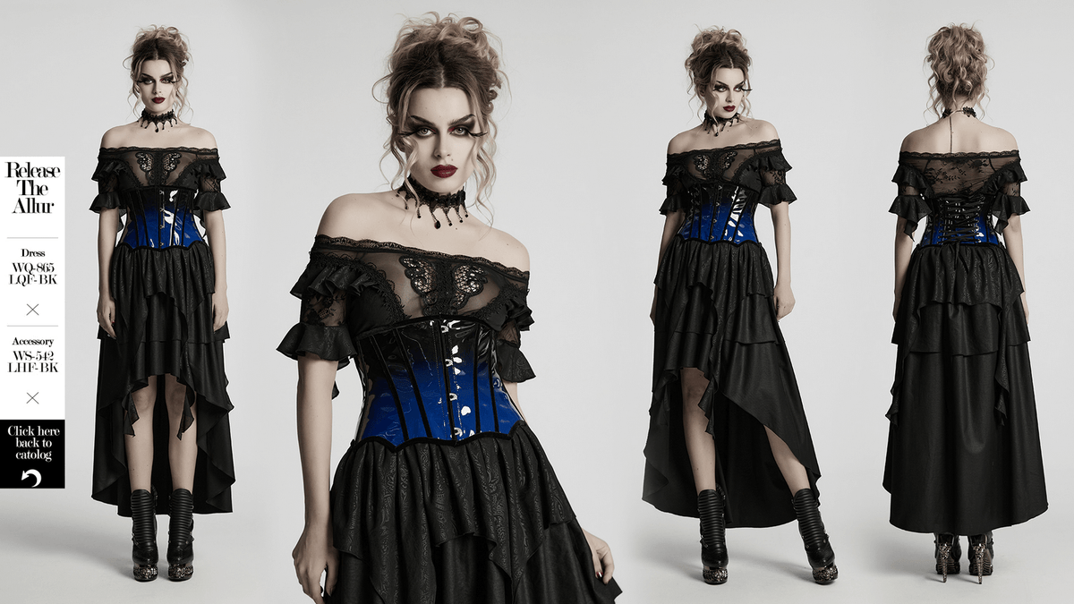 Elegant Gradient Patent Leather Goth Underbust Corset