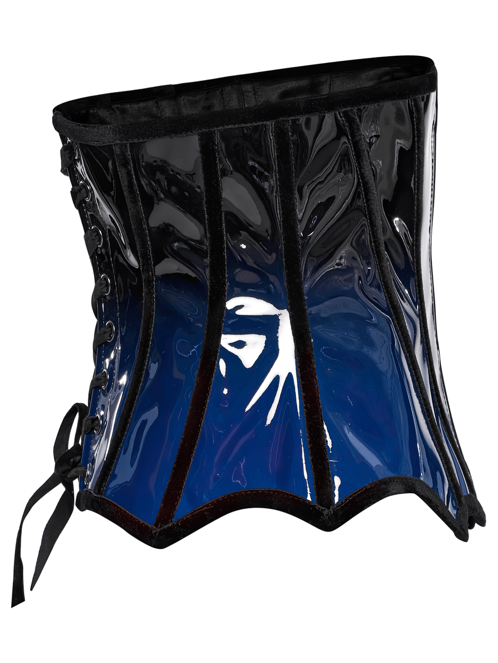 Elegant Gradient Patent Leather Goth Underbust Corset