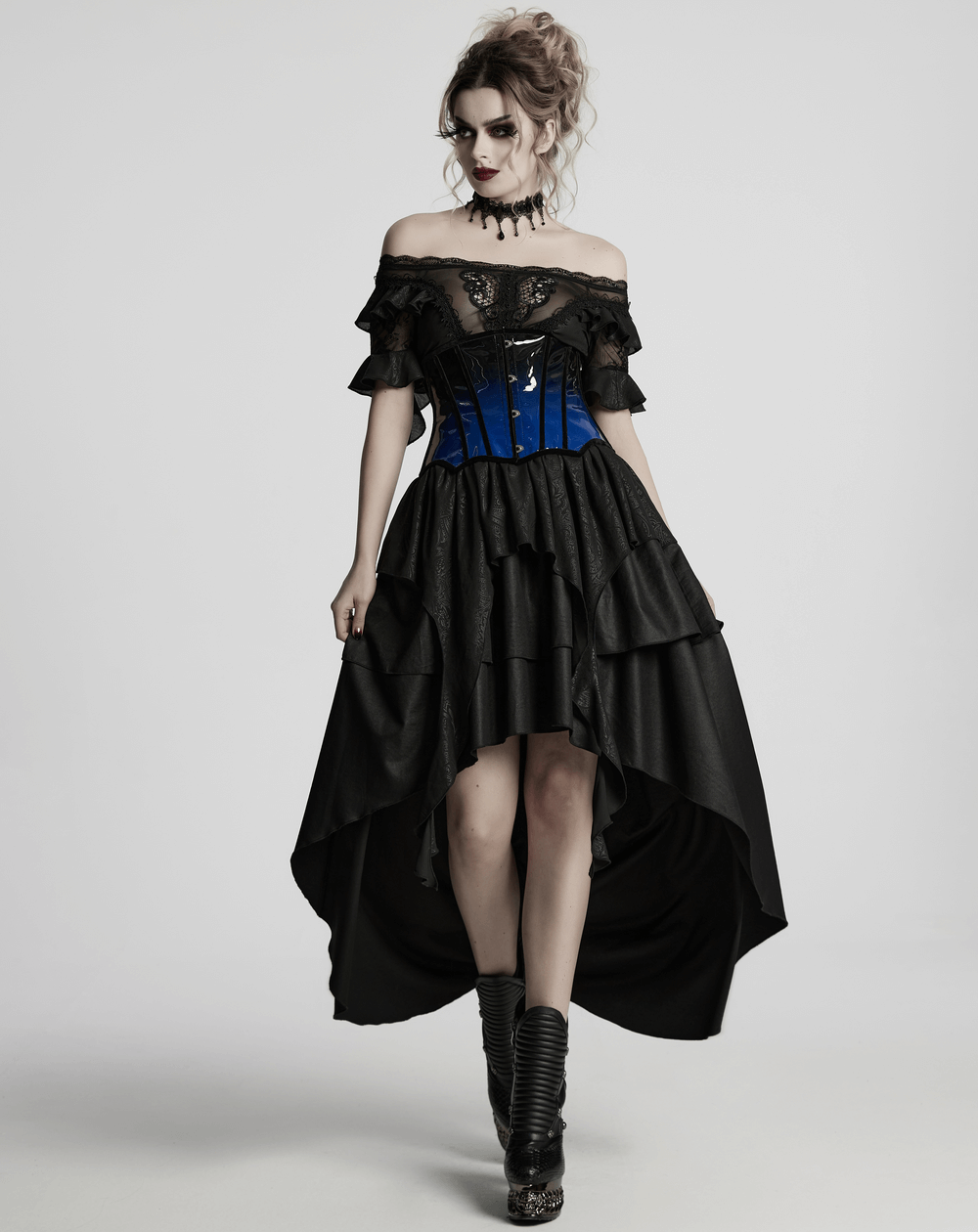 Elegant Gradient Patent Leather Goth Underbust Corset