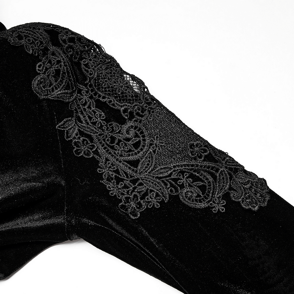 Elegant Lace-Collar Velvet Gothic Dress With Zipper in the Back