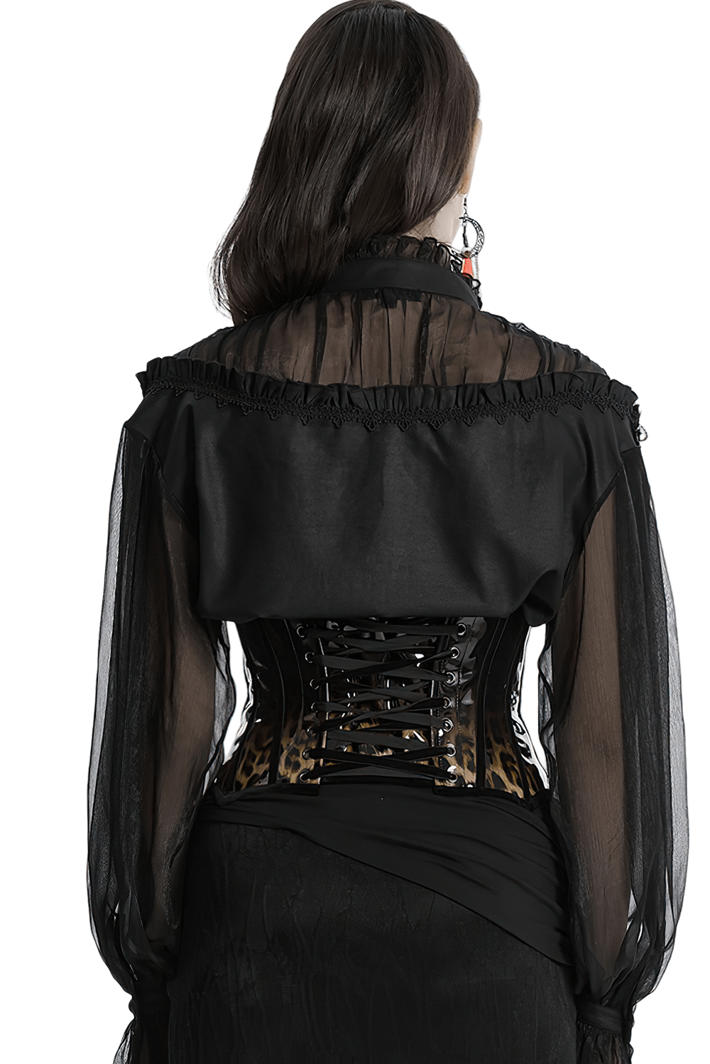 Elegant Patent Leather Leopard Print Waist Cincher Corset