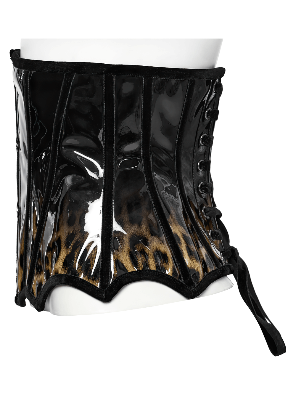 Elegant Patent Leather Leopard Print Waist Cincher Corset