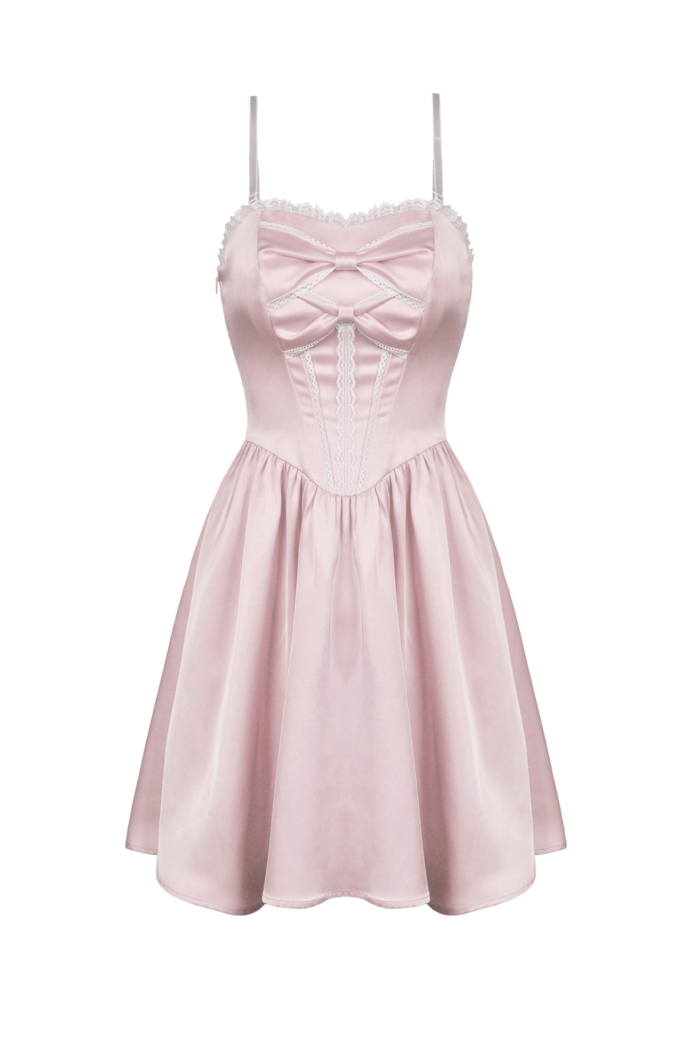 Elegant Pink Satin Bow Dress for Evening Events