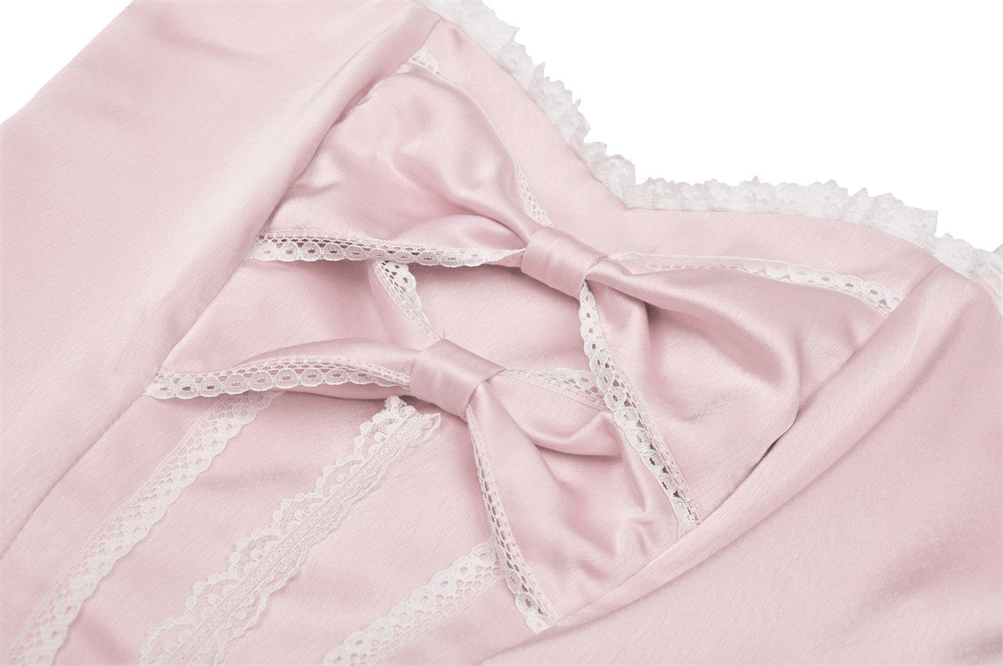 Elegant Pink Satin Bow Dress for Evening Events