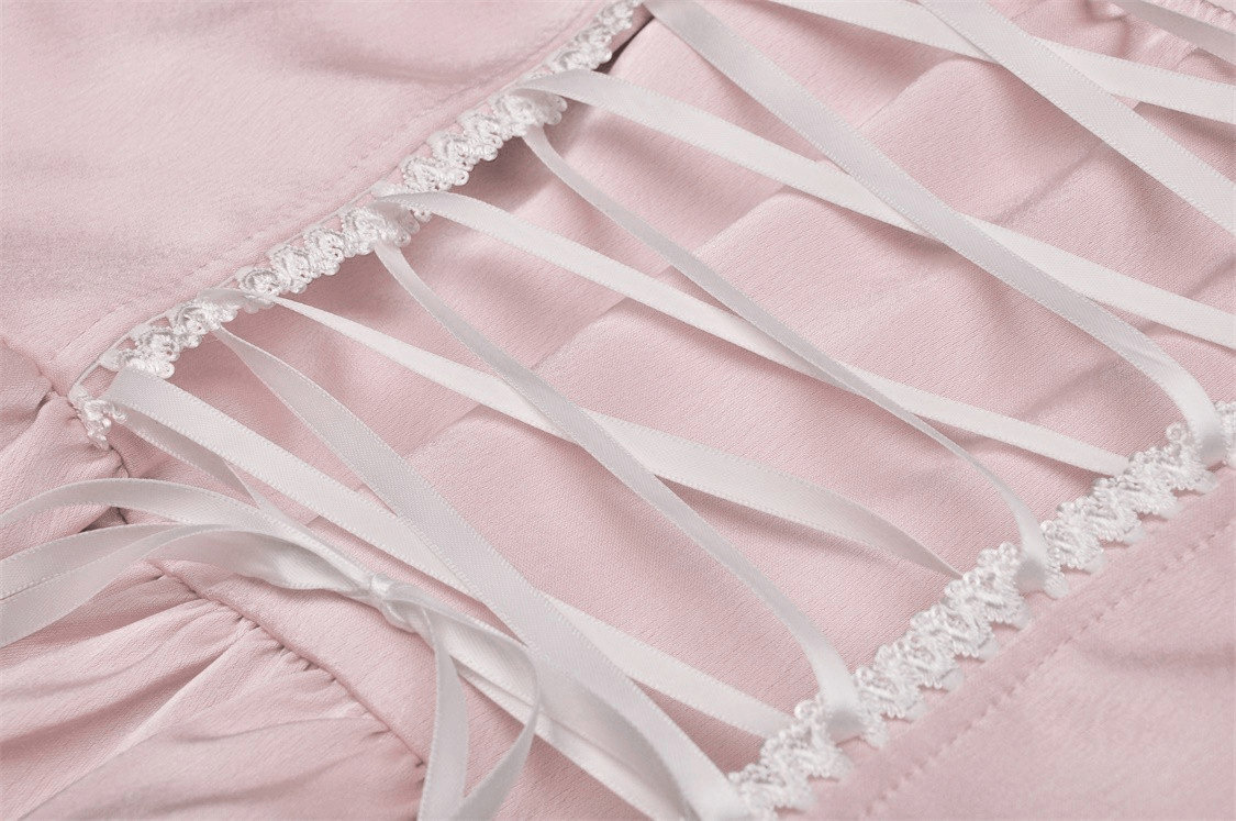 Elegant Pink Satin Bow Dress for Evening Events