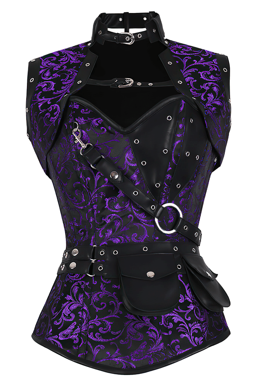Elegant Purple Steampunk Overbust Corset With Shrug