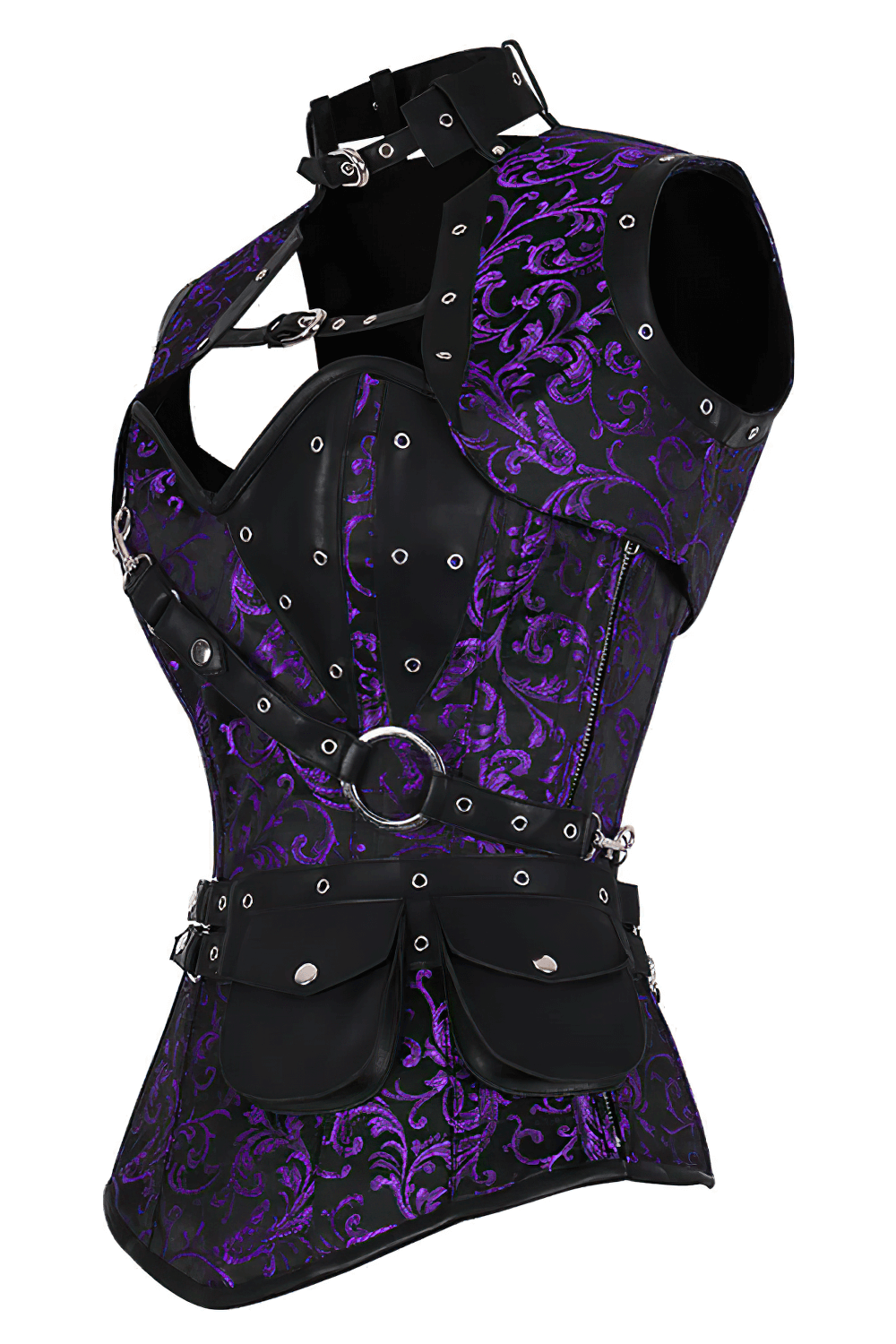 Elegant Purple Steampunk Overbust Corset With Shrug
