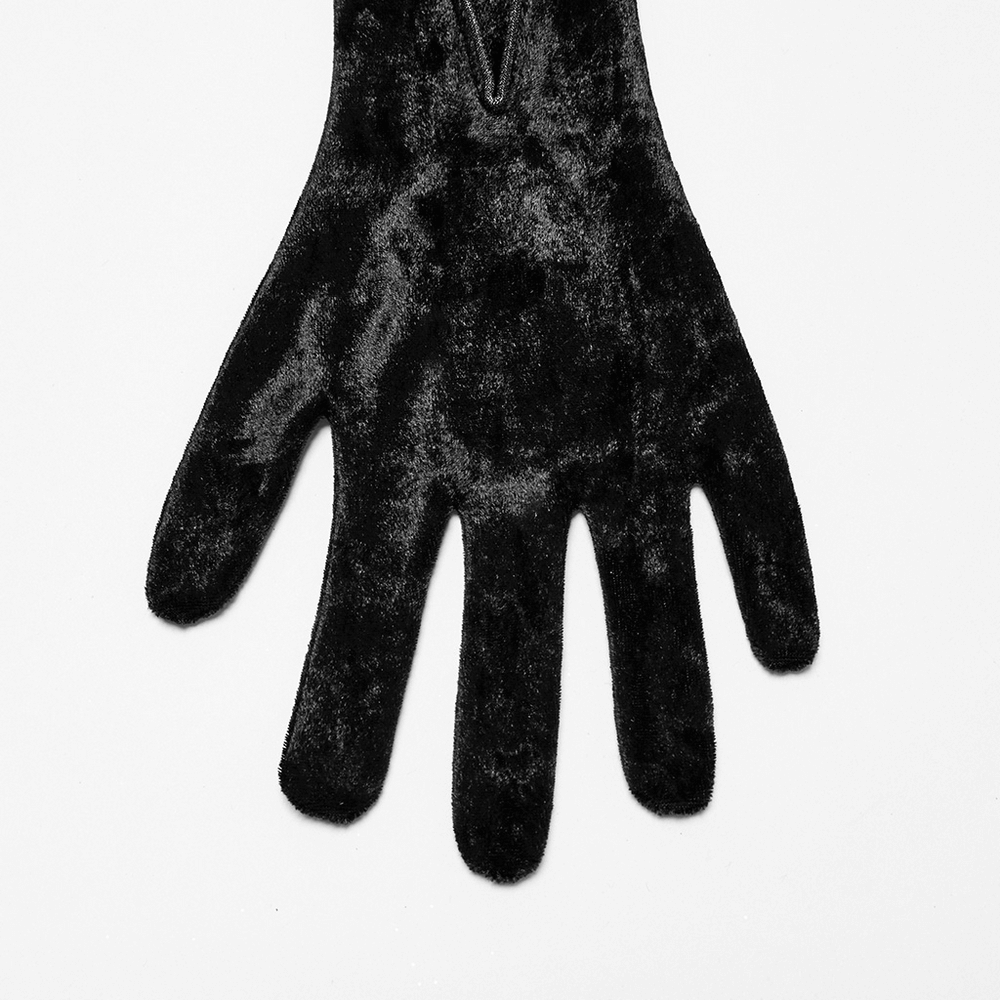 Elegant Velvet Embroidered Arm Gloves for Women