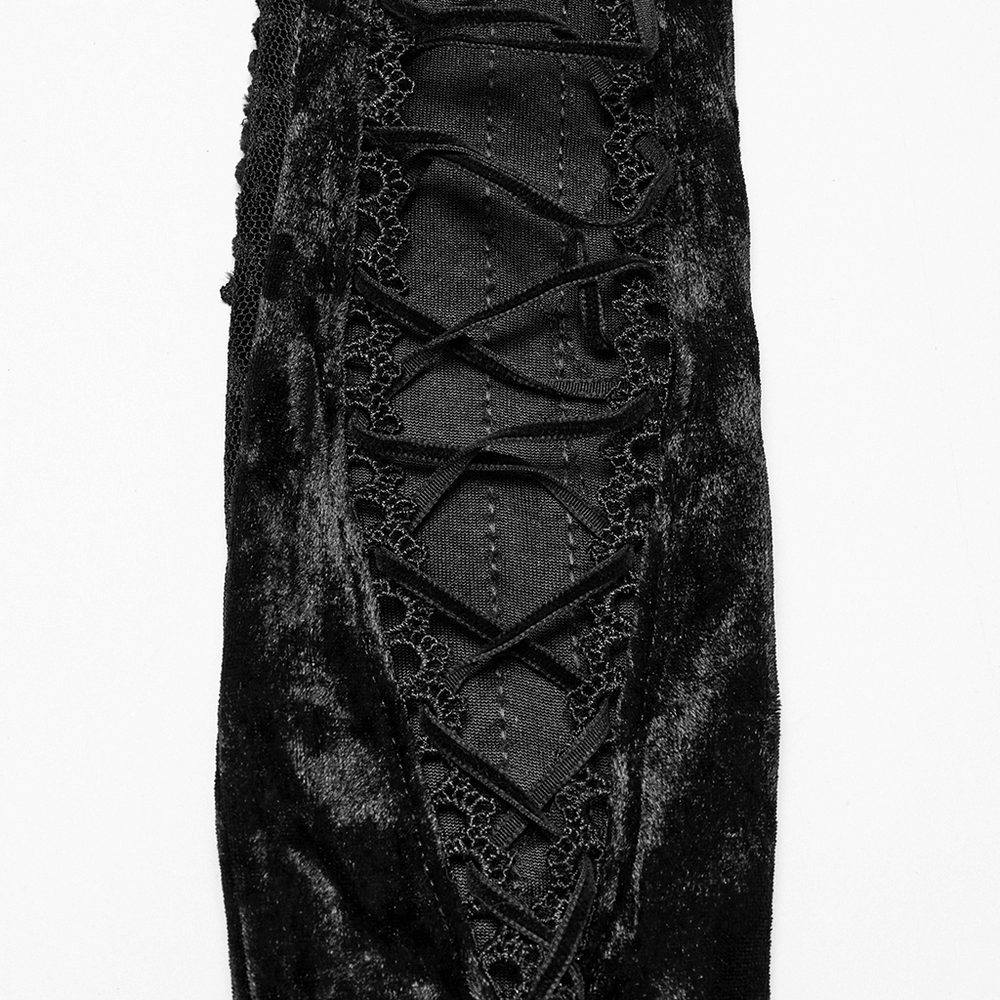 Elegant Velvet Embroidered Arm Gloves for Women
