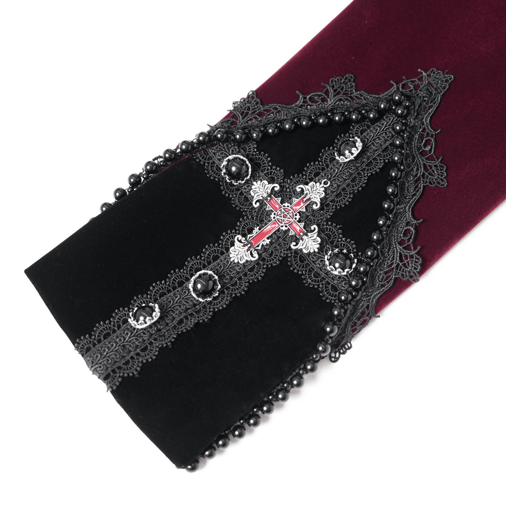 Elegant Victorian Burgundy Velvet Tailcoat with Lace
