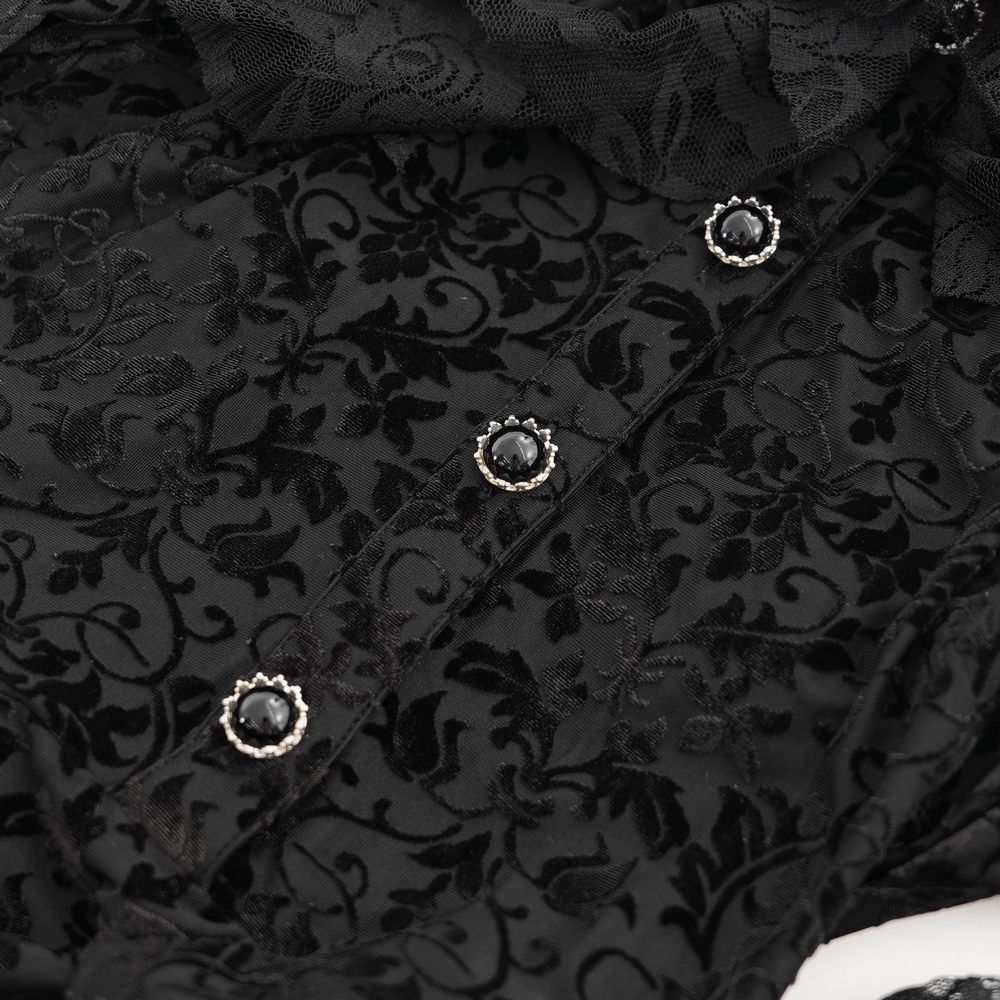 Elegant Victorian Lace Gothic Dress with Ruffle Details
