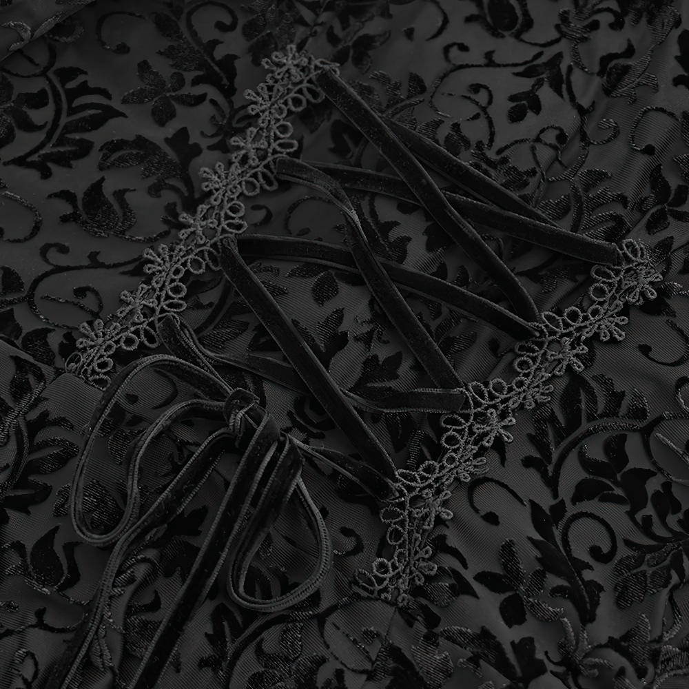 Elegant Victorian Lace Gothic Dress with Ruffle Details