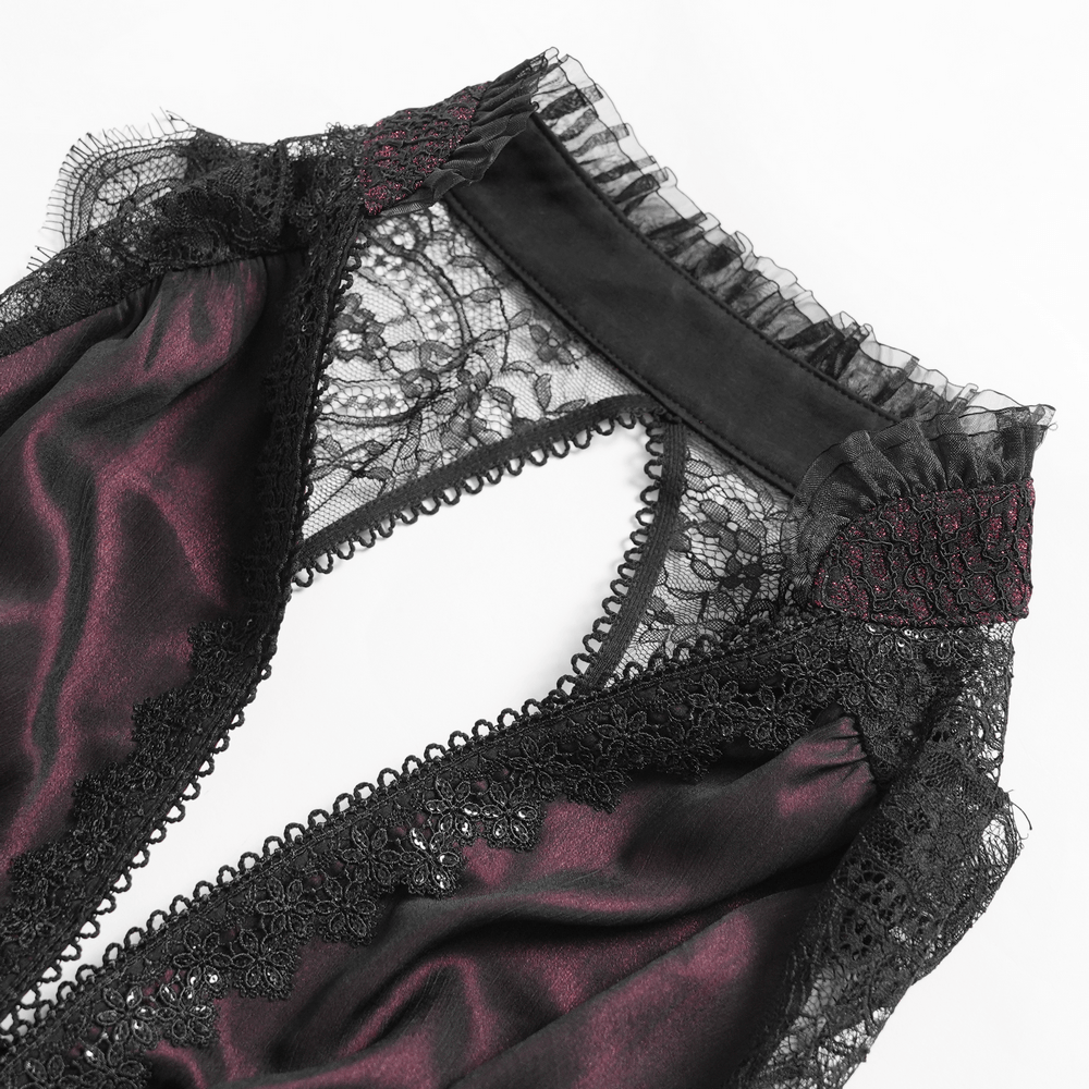 Elegant Victorian Lace Halter Corset Top with Ruffled Hem