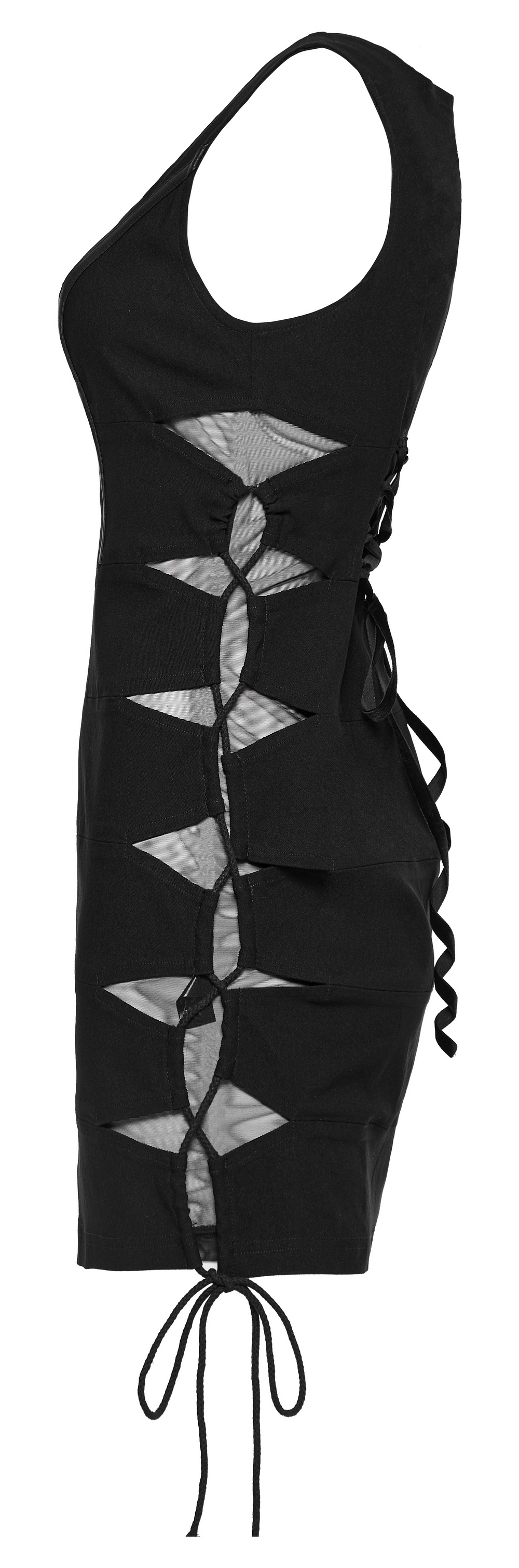 Elegant Women's Black Mini Dress with Lace-Up Detail