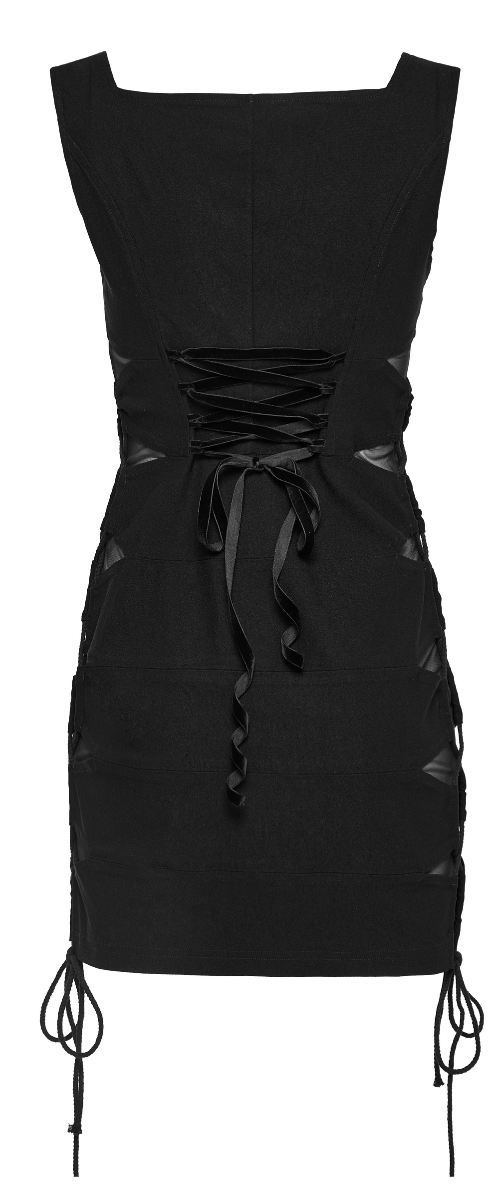 Elegant Women's Black Mini Dress with Lace-Up Detail